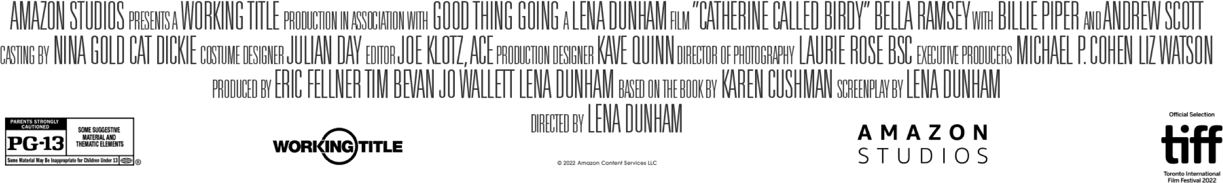 A collection of legal and credit logos for Catherine Called Birdy