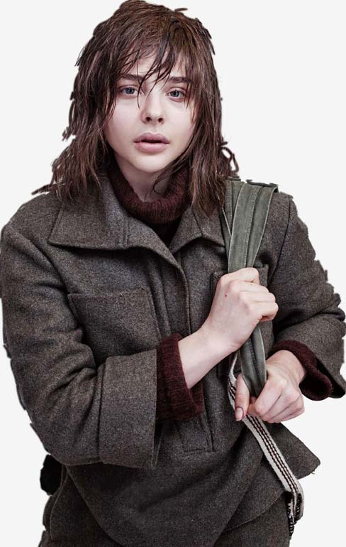 Patricia walks through the snow in a thick coat and jumper and a bag over her shoulder; her greasy hair sticking to her face.