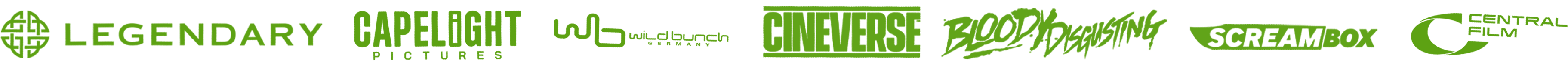 A collection of legal and credit logos for The Toxic Avenger