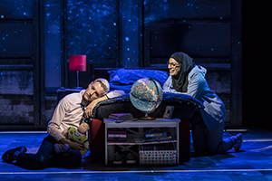 Jamie’s best friend Pritti Pasha (Lucie Shorthouse) sings It Means Beautiful to Jamie New (John McCrea) in Everybody’s Talking About Jamie.
