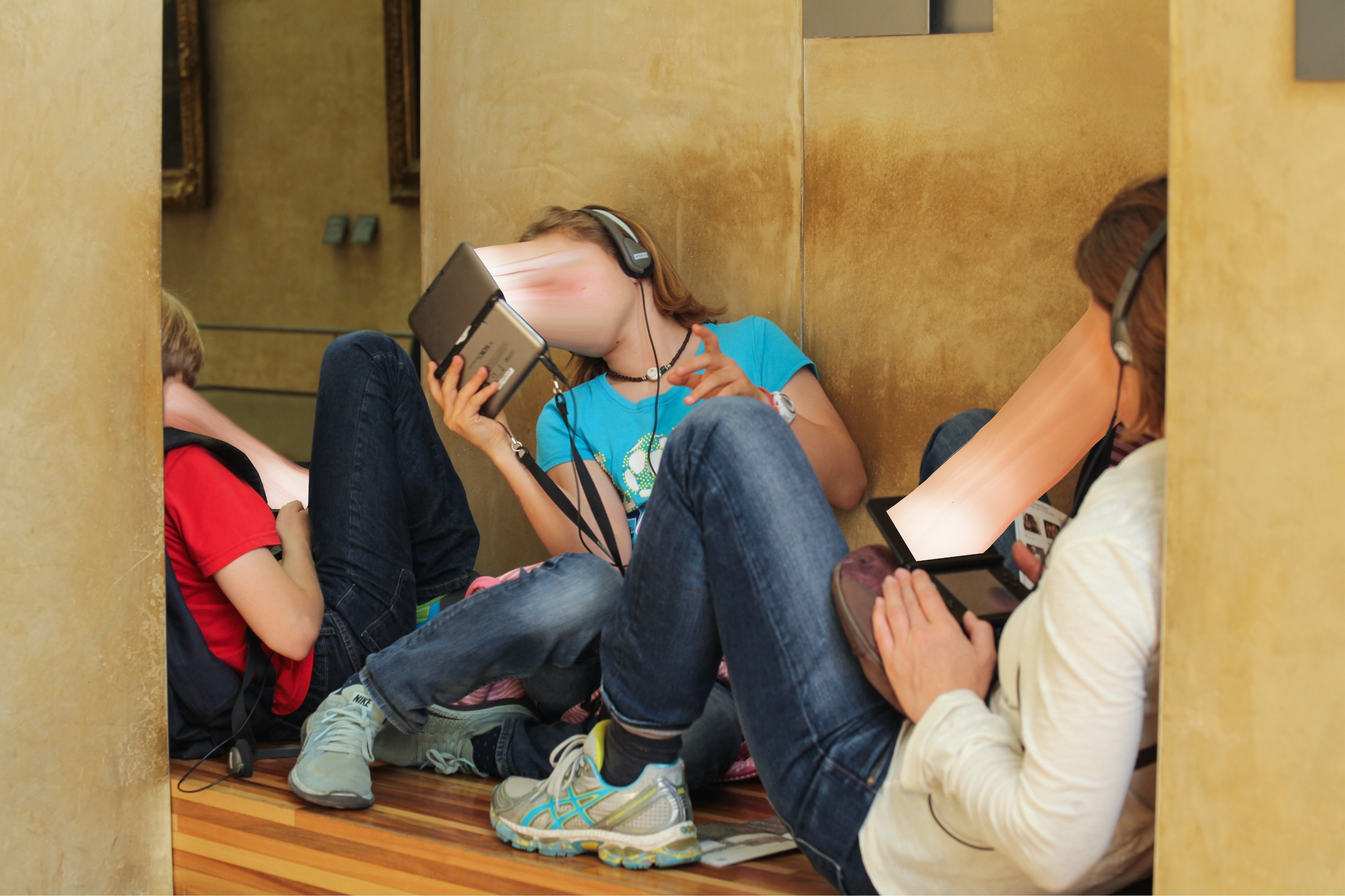 A smartphone user is sucked into their screen