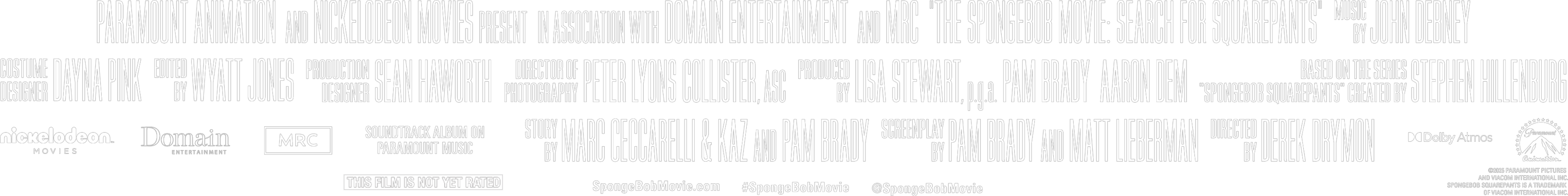 A collection of legal and credit logos for SpongeBob's Very Merry Giftmas