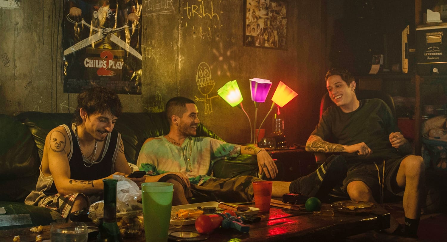 Pete Davidson, Moisés Arias, and Ricky Velez in The King of Staten Island